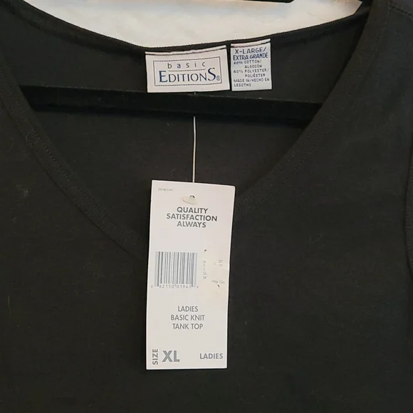 Basic Editions Classic Ladies Black Tank Top. Size XL - Picture 3 of 4